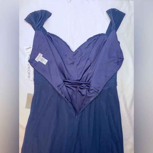 Bill Levkoff NWT Size 16 Navy Blue Queen Anne Neckline Bridesmaid Evening Gown - Picture 9 of 10